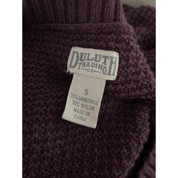DULUTH TRADING CO sz S burgundy wool blend waffle texture v neck sweater - Picture 5 of 8